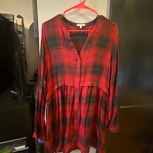 Maurices XL plaid button down dress